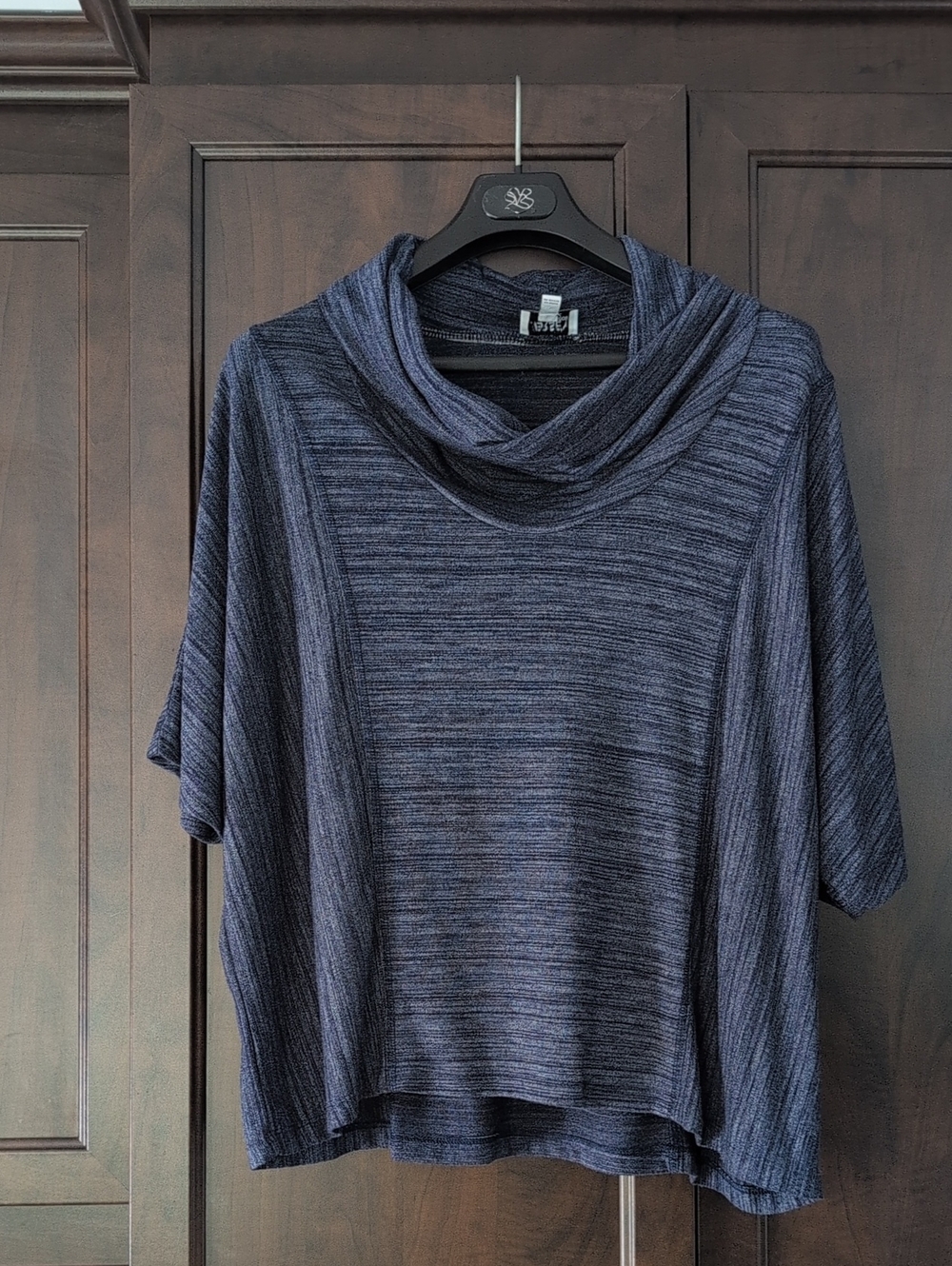 Women's Navy Heather Cowl-Neck Sweater Tee